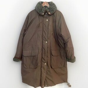 Mulberry Street Women's Warm Coat Brown Winter Quilted Wool Blend Size Large